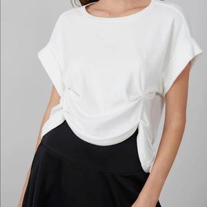 Cotton Asymmetric Gathered Top